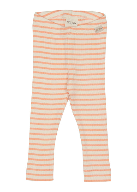 Petit Piao - Tights 'Legging Modal Striped - Peach Naught/Eggnog'