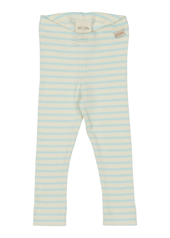 Petit Piao - Tights 'Legging Modal Stripped - Starlight Blue/Eggnog'