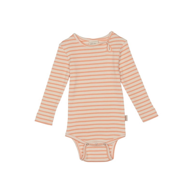 Petit Piao - Langarmbody 'Body L/S Modal Striped - Peach Naught/Eggnog'