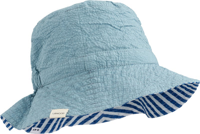 Liewood - Sonnenhut 'Sander reversible seersucker sun hat - Surf blue/Creme de la creme'