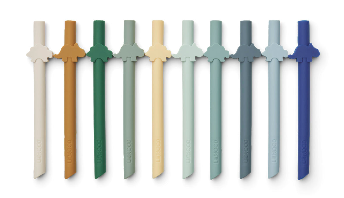 Liewood - Strohhalme 'Badu straw 10-pack - Dino/Surf blue multi mix'