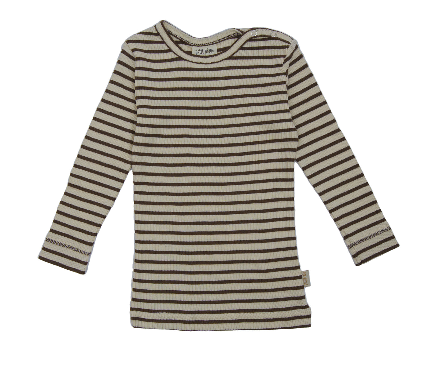 Petit Piao - Longsleeve 'T-shirt L/S  Modal Striped - FRENCH ROAST/TAPIOKA '