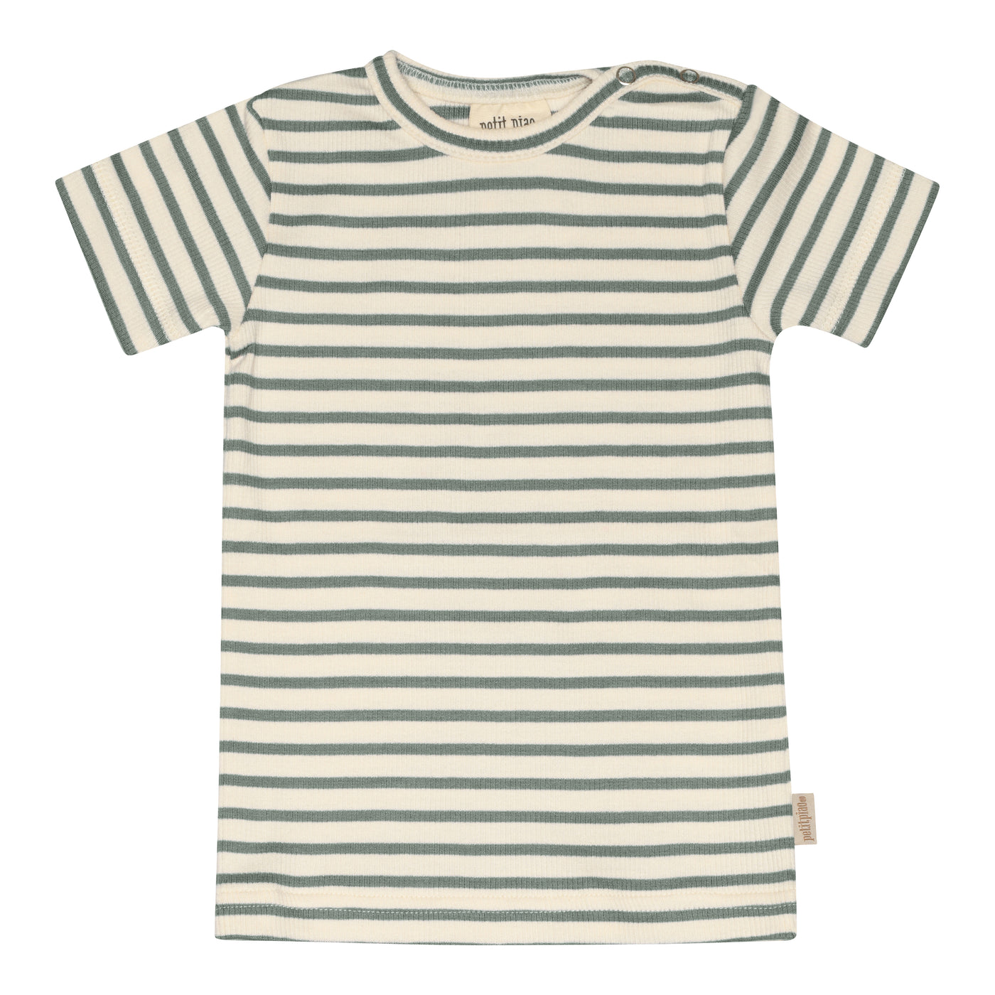 Petit Piao - Kurzarm Shirt 'T-SHIRT S/S MODAL STRIPED - Light Petrol/Offwhite'
