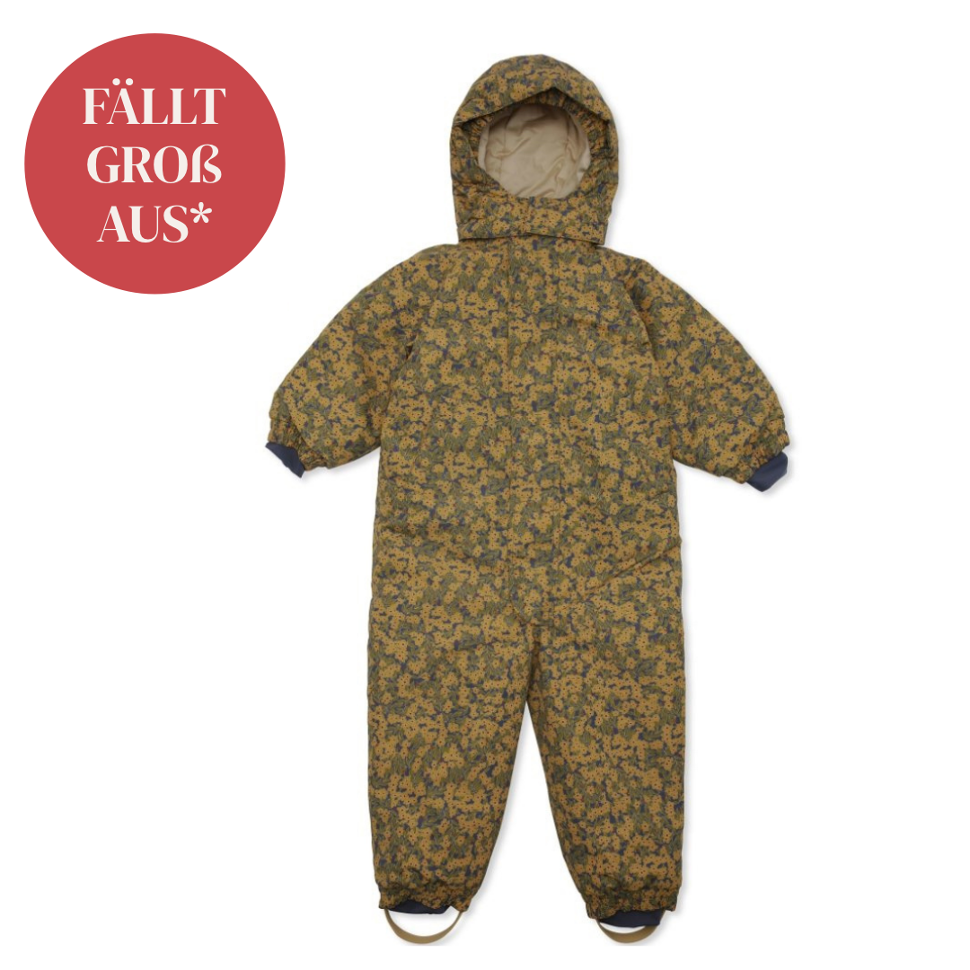 Konges slojd - Schneeanzug ‘Nohr Snowsuit Print - Winter Leaves Mustard’