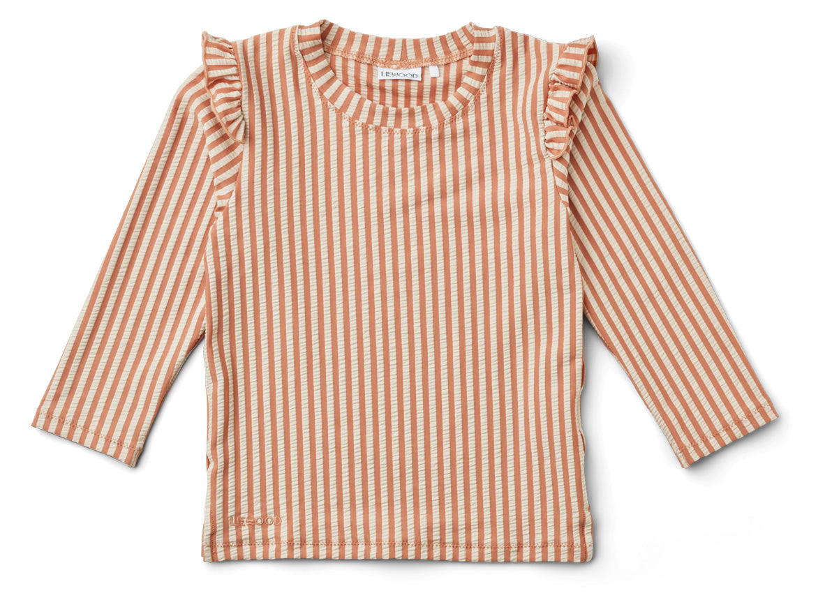 Liewood - UV Badeshirt 'Tenley swim tee seersucke -  Tuscany rose/sandy'